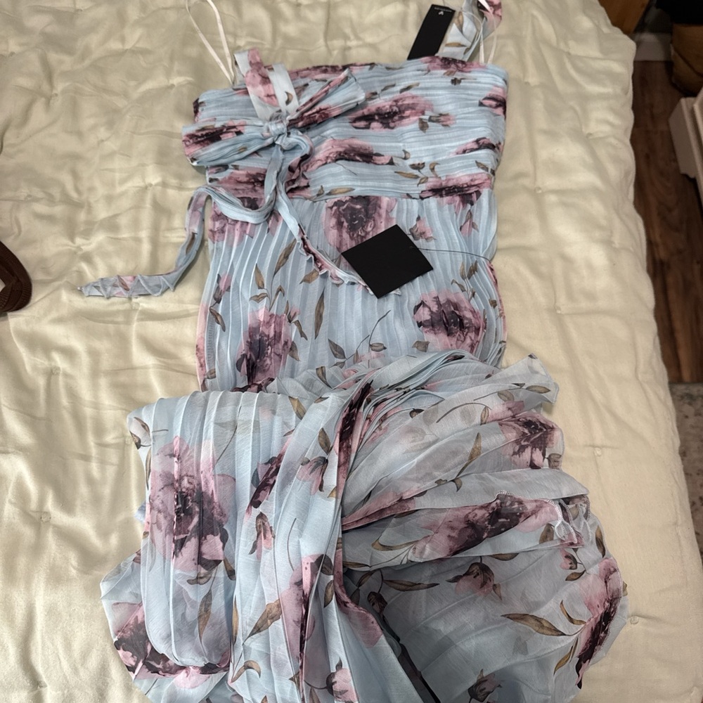 Lulu's Pastel Blue and Pink Floral Dress